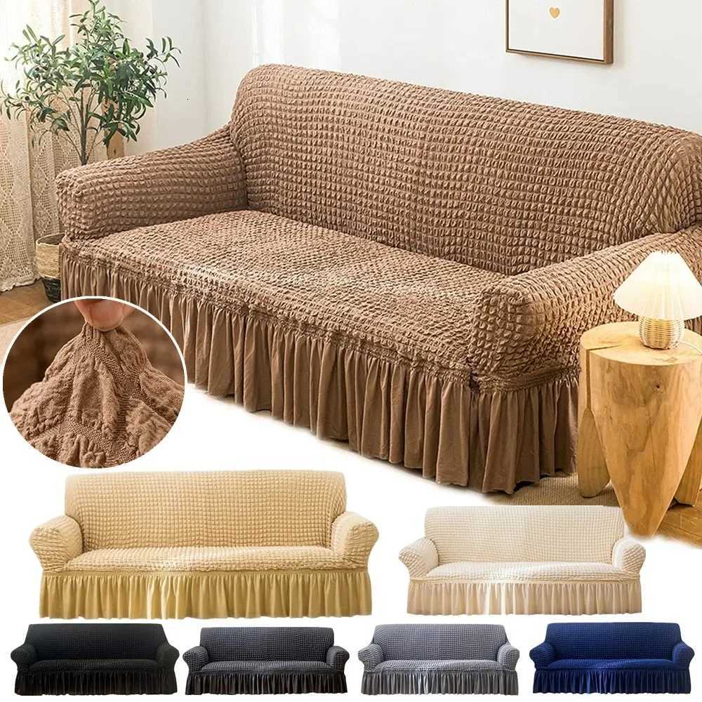 High Elastic Bubble Grid Sofa Cover 1234 With Skirt Hem Universal Stretch Couch Protector For Home Living Room Pet Anti Dirt C251028