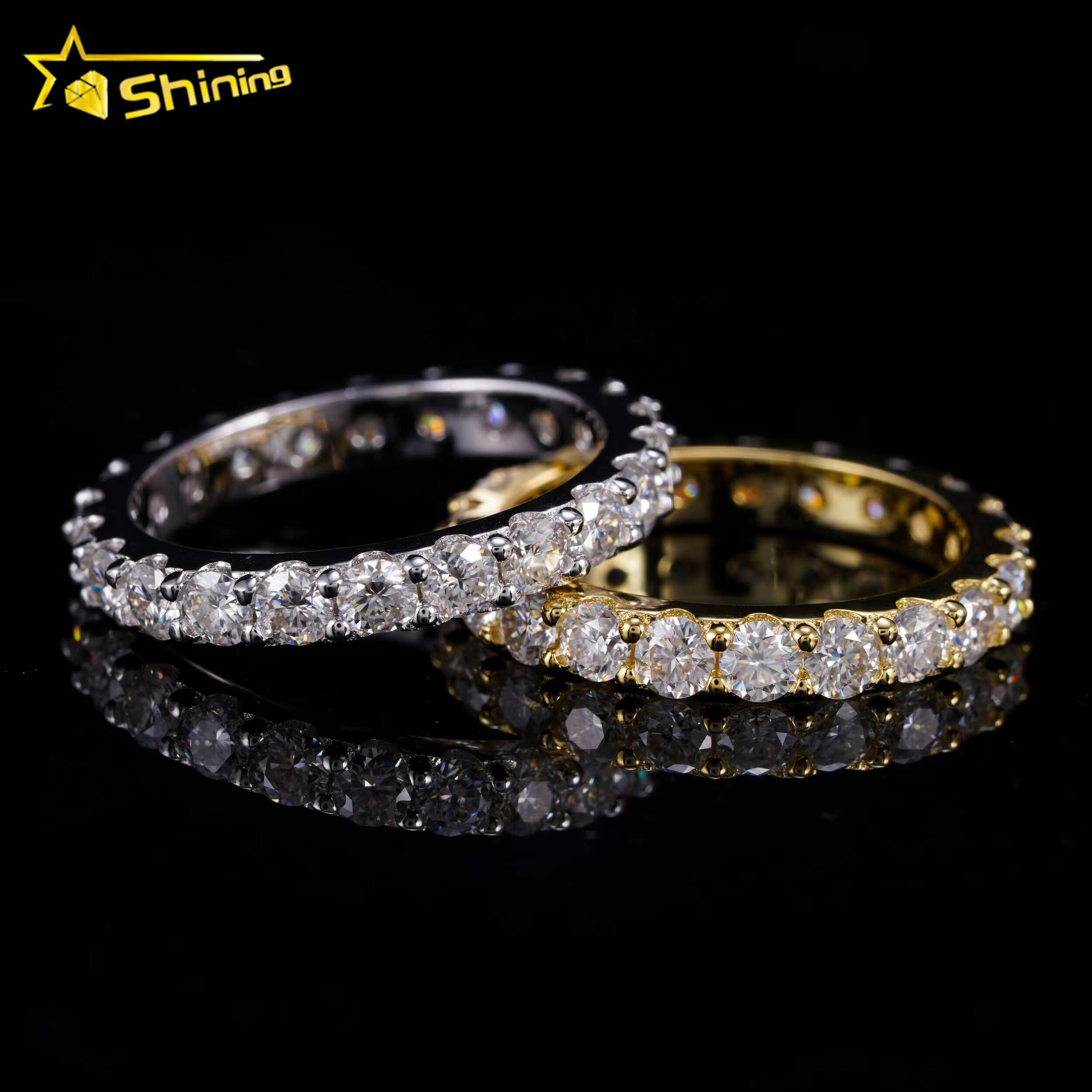 Wholesale Price 3mm Width 925 Sterling Silver Eternity Band Ring Iced Out Vvs Moissanite Diamond Engagement Hip Hop Ring