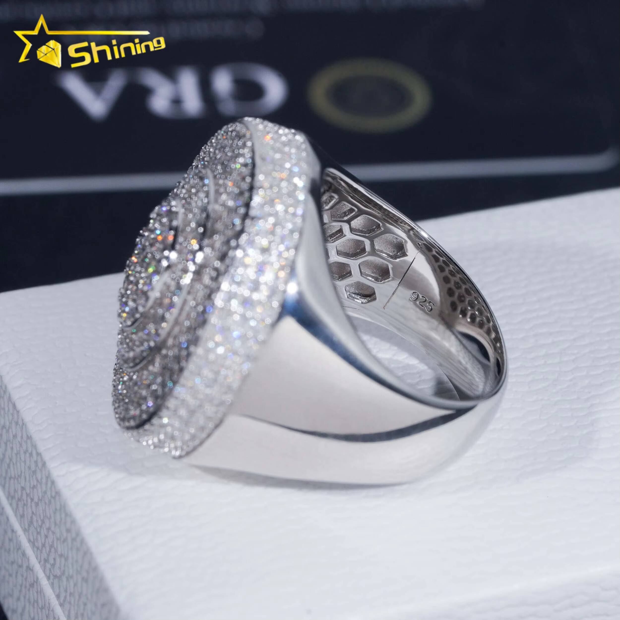 Wholesale Gold Plated Men Style Classic 925 Silver Ring Hip Hop Jewelry Style VVS Diamond Moissanite Mens Ring