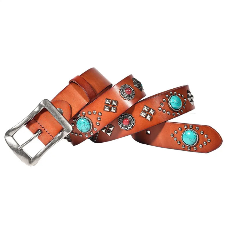 High Quality Top Grain Genuine Leather Belt for Men Strap Male Pin Buckle Fancy Vintage Jeans Belt Cowboy Cintos 251027