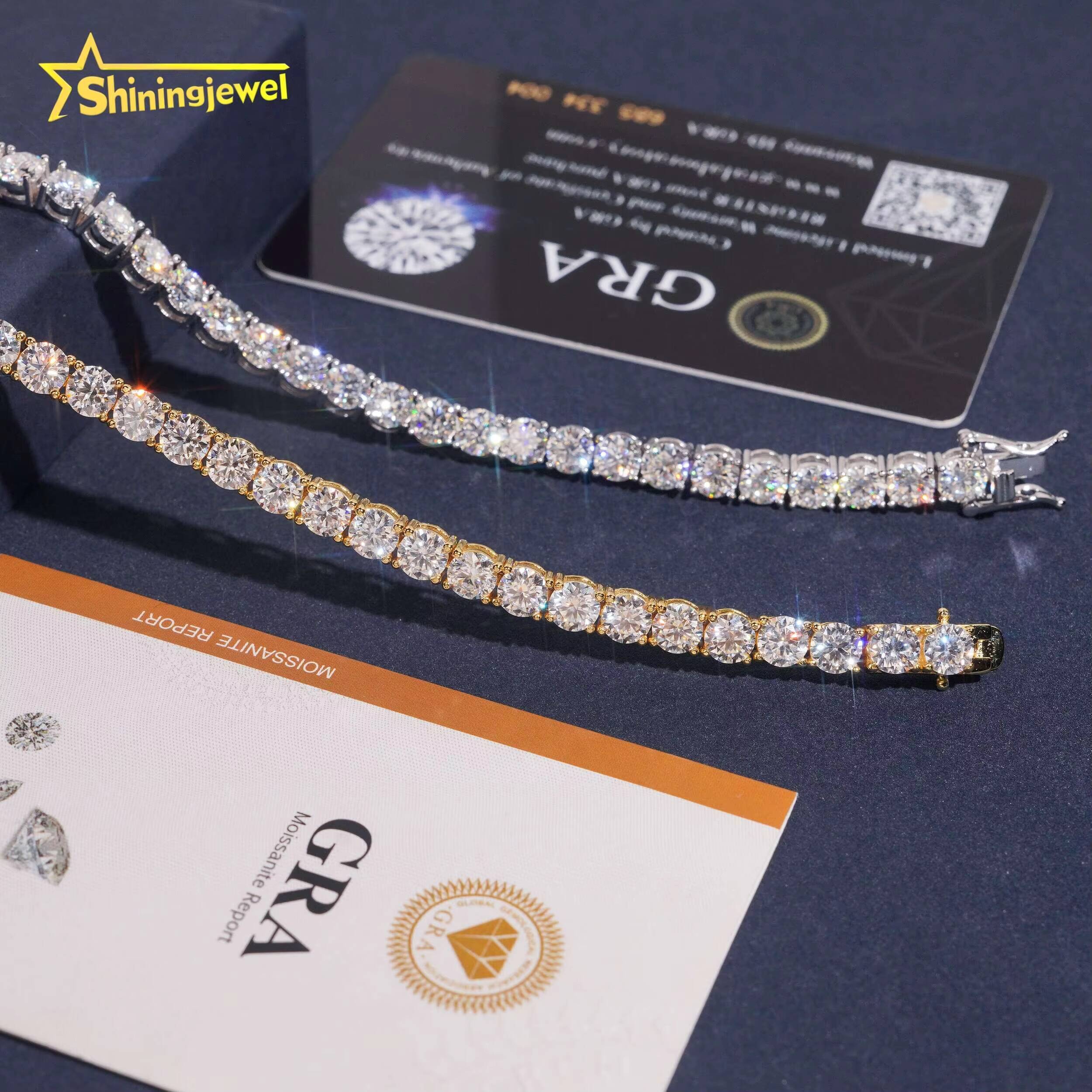 USA Local Stock 5mm D VVS Moissanite Bracelet Iced Out Diamond Hip Hop Men Jewelry 925 Silver Gold Tennis Chain Bracelet