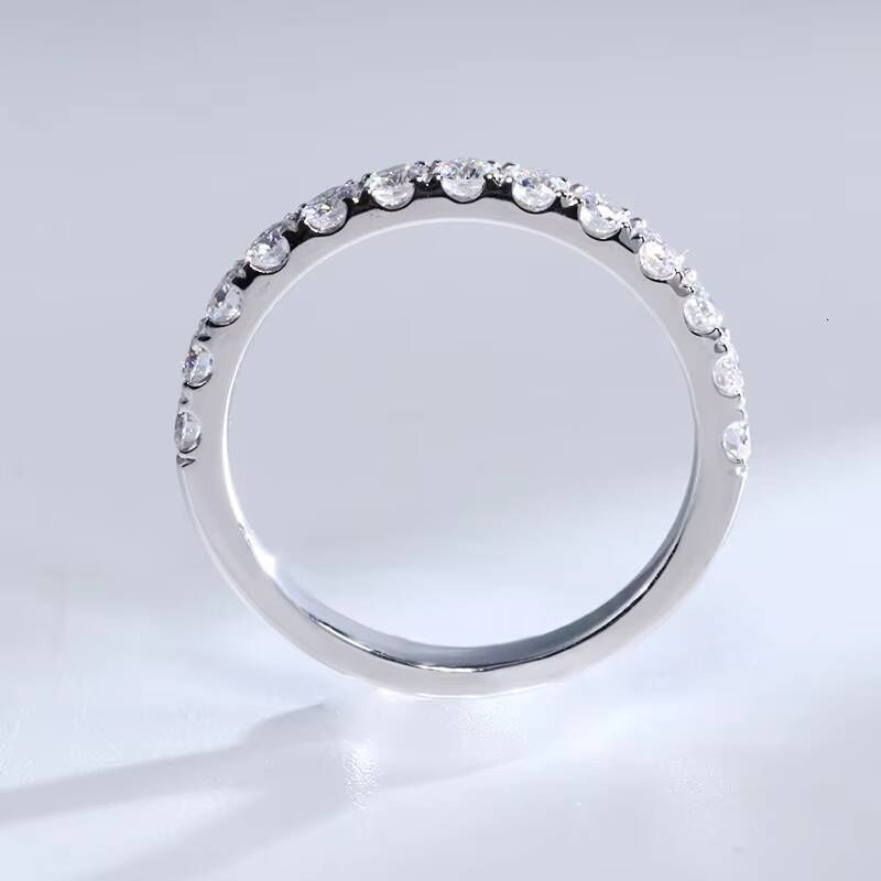 28mm Round Brilliant Cut Lab Grown Diamond Ring 14K Solid White Gold Jewelry Ring D VVS Lab Created Diamond Half Eternity Ring