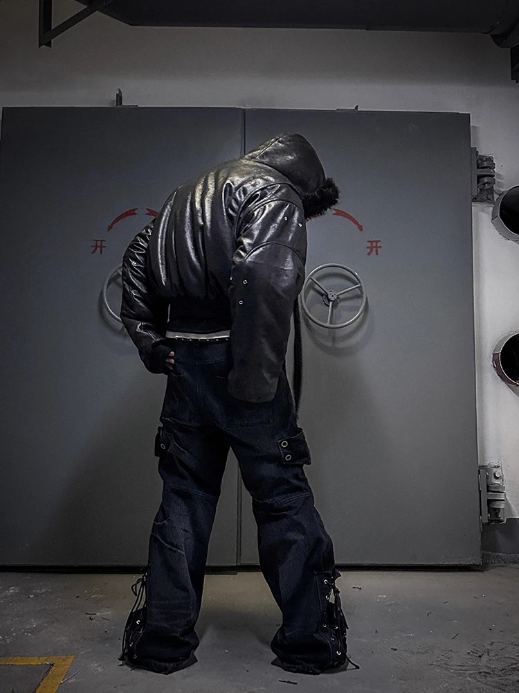 Mauroicardi Spring Autumn Cool Short Oversized Thick Warm Pu Leather Jacket Men with Faux Fur Trim Hood Luxury Designer Clothes 251027