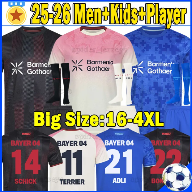 XXXL 4XL 25 Leverkusen Soccer Jerseys Retro SCHICK BONIFACE ALEIX GARCIA ADLI HOFMANN 2025 2026 Player Version GRIMALDO PALACIOS Men Uniforms Kids Kits 26