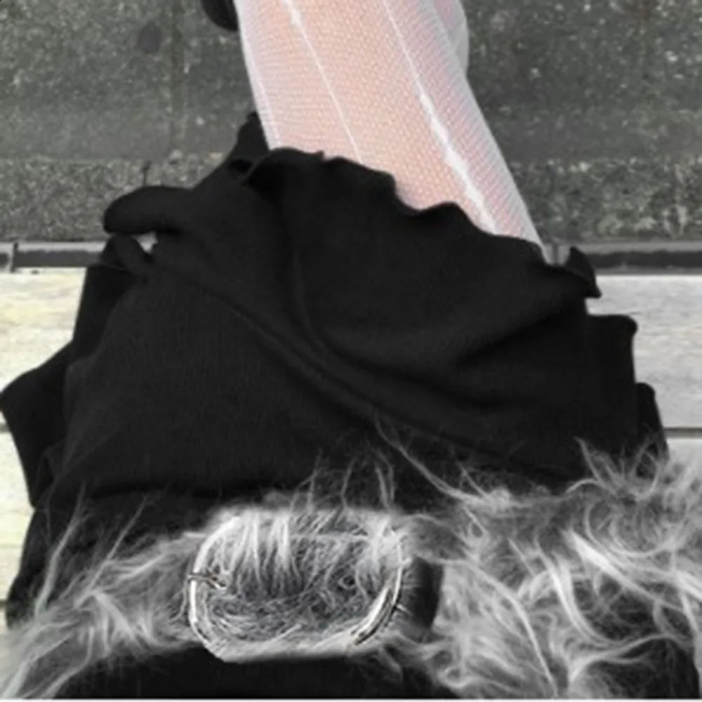 Trendy Vintage Gray Longhair Belt Y2K Hiphop Faux Fur Leather Belt Chic Jeans Decor Furry Waistband Waist Accessories 251027