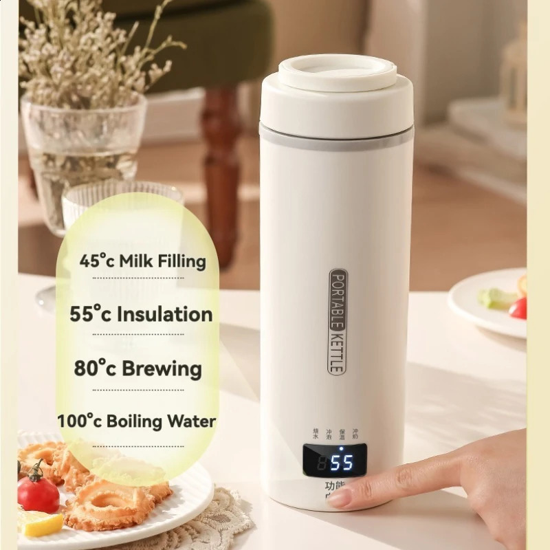 Compact Travel Kettle 550ml 300W Fast Boiling 4 Precise Temperature Settings 316 Stainless Steel Interior Portable Water Cup 251028 W260226