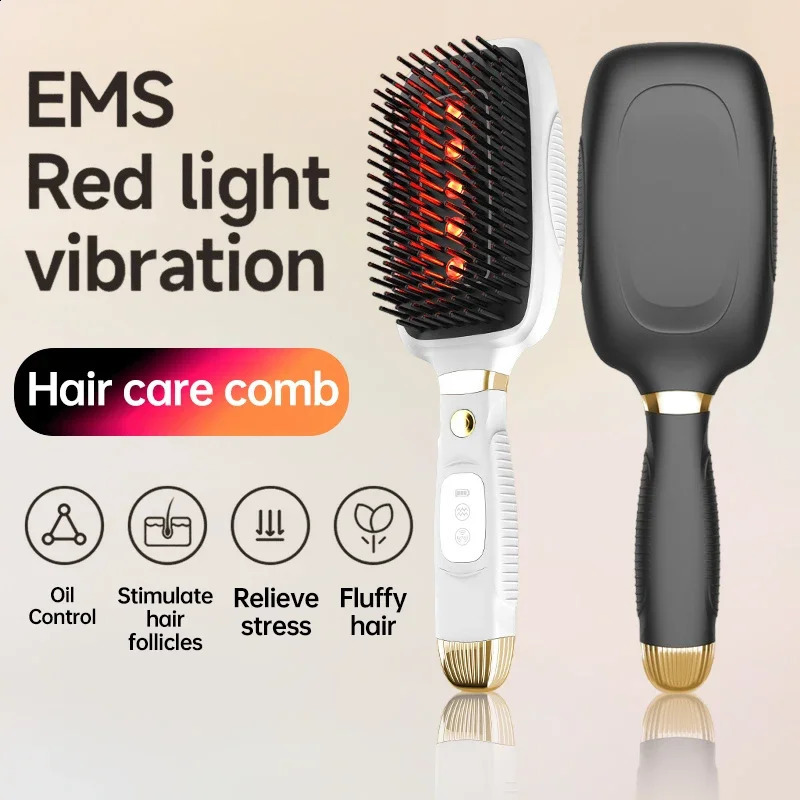 Electric EMS Microcurrent Head Brush Scalp Massage Comb Red LED Ion Hair Growth Vibration Massager Anti Hair Loss Health Care 251027
