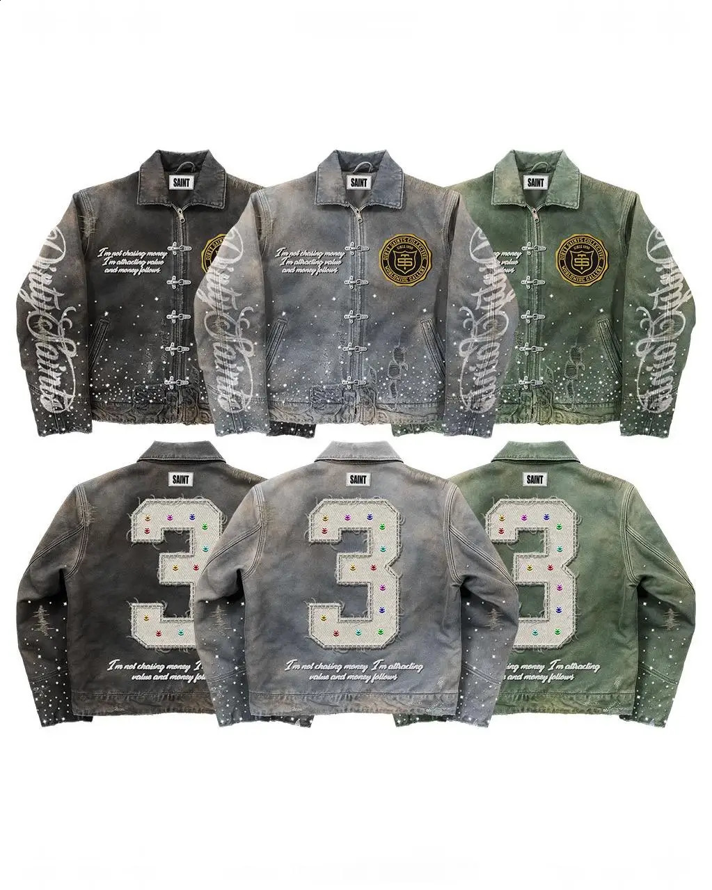 Oversized Retro Work Clothes Jacket Y2k Mens Loose Rhinestone Letter Patch Embroidery Coat Autumn Winter Denim 251027