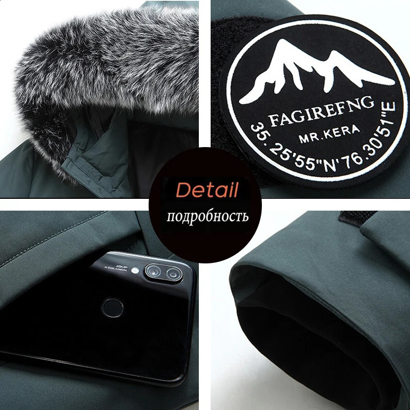 Autumn Winter Men Windproof Down Jacket Coats Mens Warm White Duck Down Hooded Jacket Parkas Multi Pockets Overcoat Male LZLLTT 251027