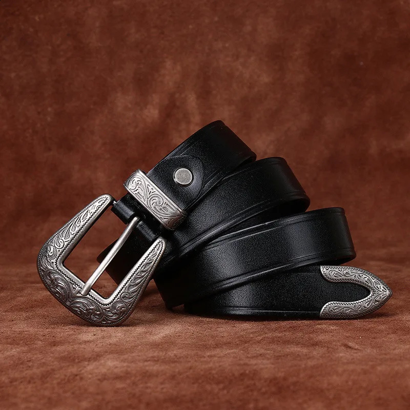 28cm High Quality Embossed Western Cowboy Belt Genuine Leather er Female Belt Punk Jeans Belts For Women 251027