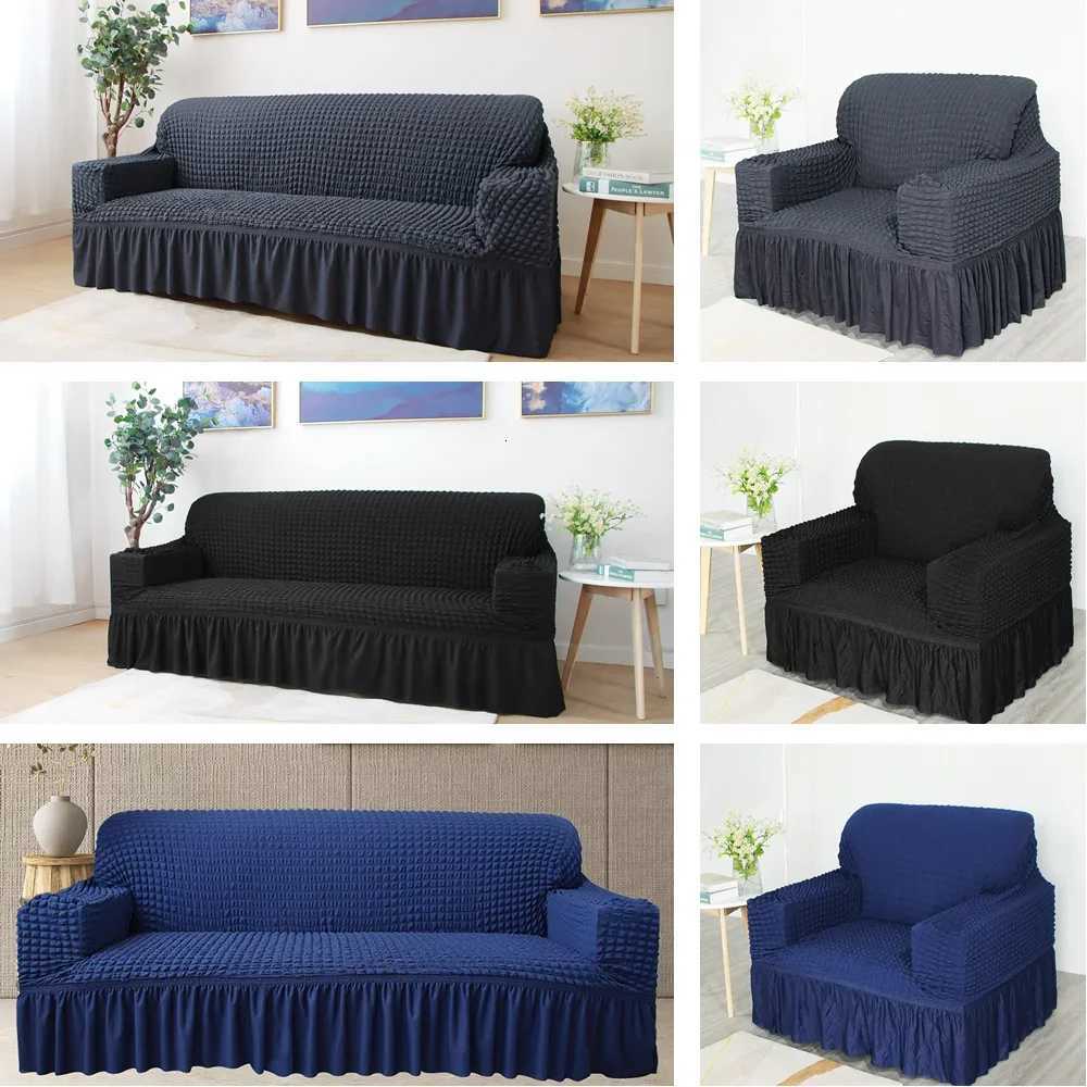 High Elastic Bubble Grid Sofa Cover 1234 With Skirt Hem Universal Stretch Couch Protector For Home Living Room Pet Anti Dirt C251028