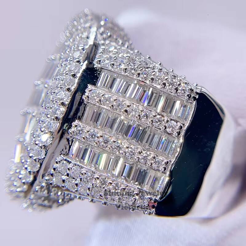 GRA Certificated Pass Diamond Tester Hip Hop Sterling Silver White Gold VVS Moissanite Men Ring