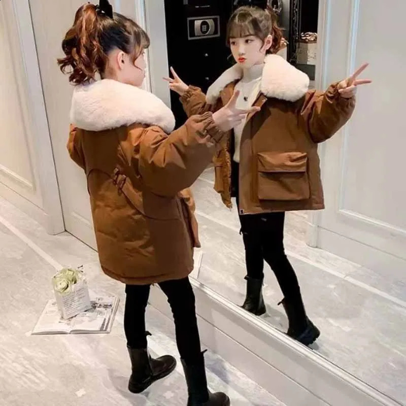 Girls Thicken Coat Winter Fleece Lined Jacket Children Warm Cotton Clothes Autumn Kids Fashion Casual Parkas 251027