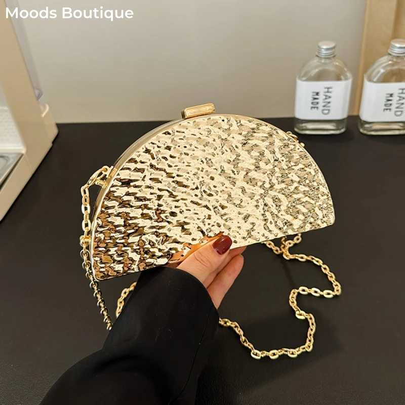 MOODS Golden Evening Bags For Women Wedding Dinner Party Chain Shoulder Cross Body Bag 2024 Designer Purses And Handbags H251027
