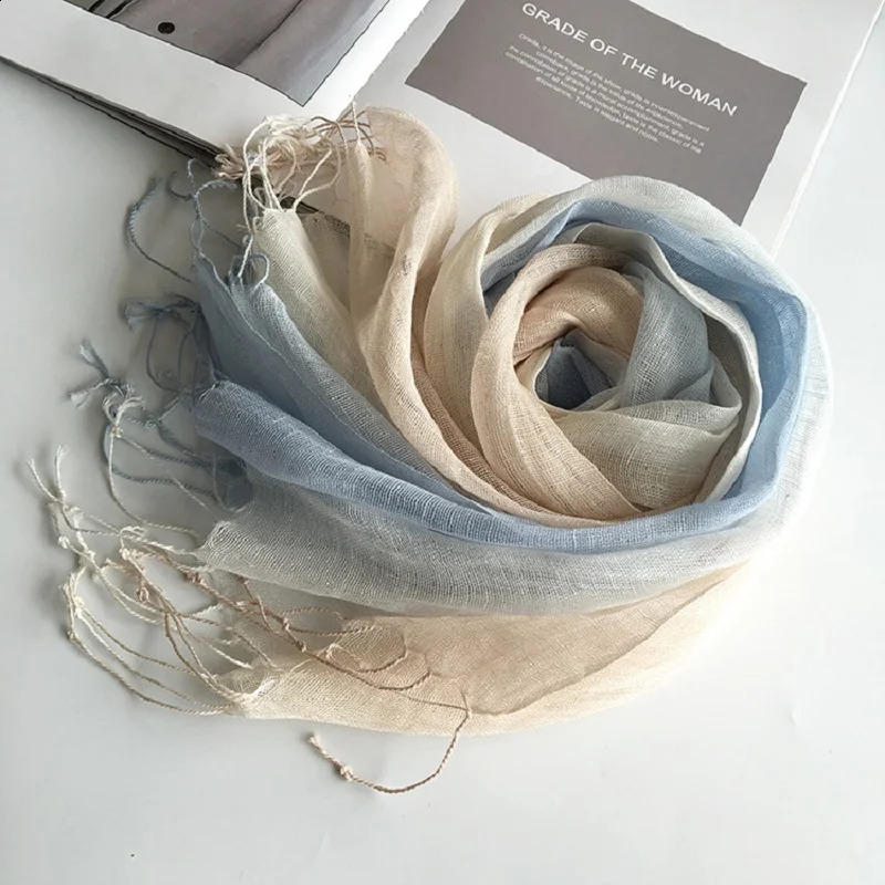 100 linen gradient color springsummer womens scarf 251027