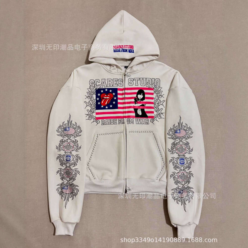 Street New Dark Style American Star Print Hoodie Sweatshirt