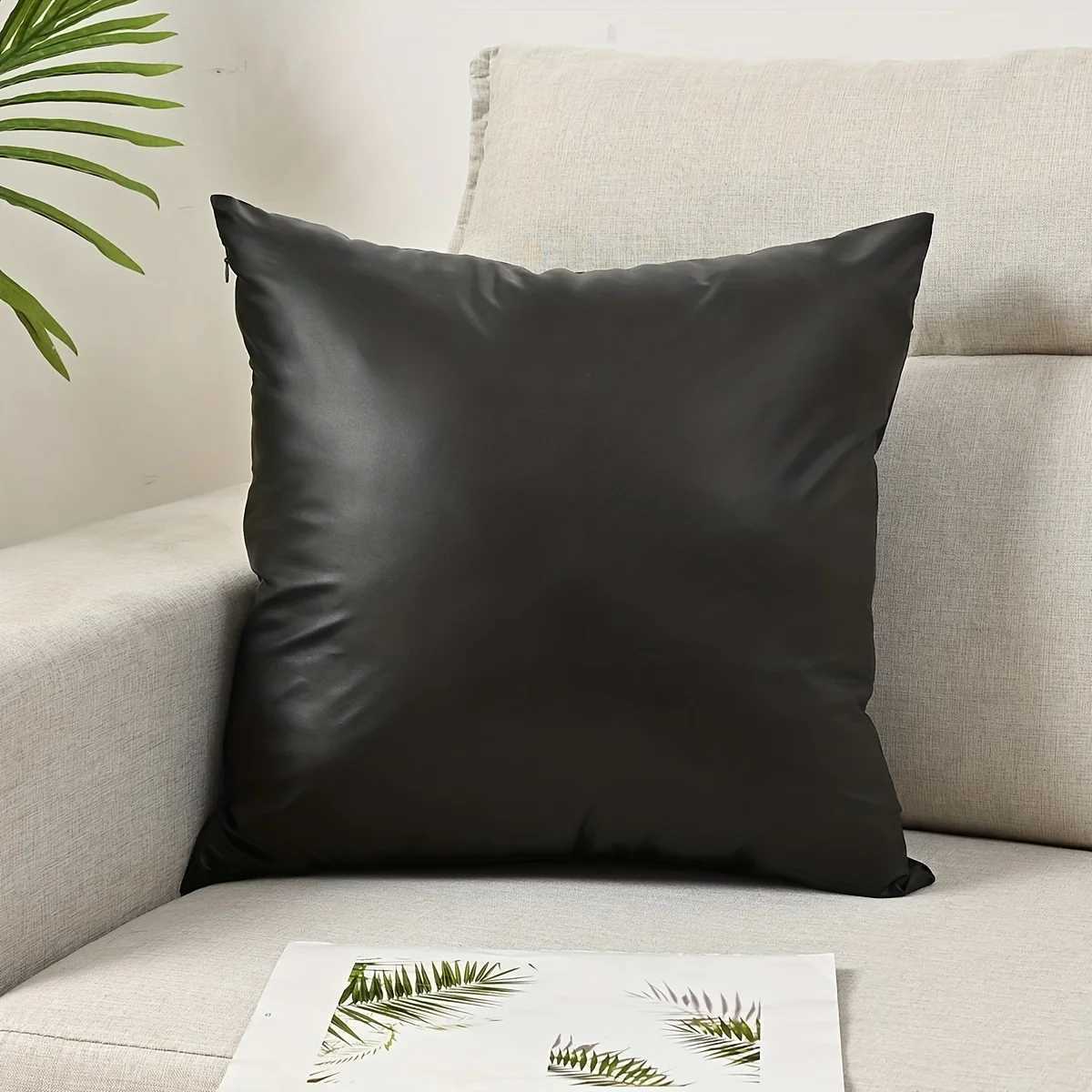 Pillow Case 1pc Thick Waterproof PU Cover European Style Luxury Lumbar Support Cushion for Sofa Living Room Office Decor C251028