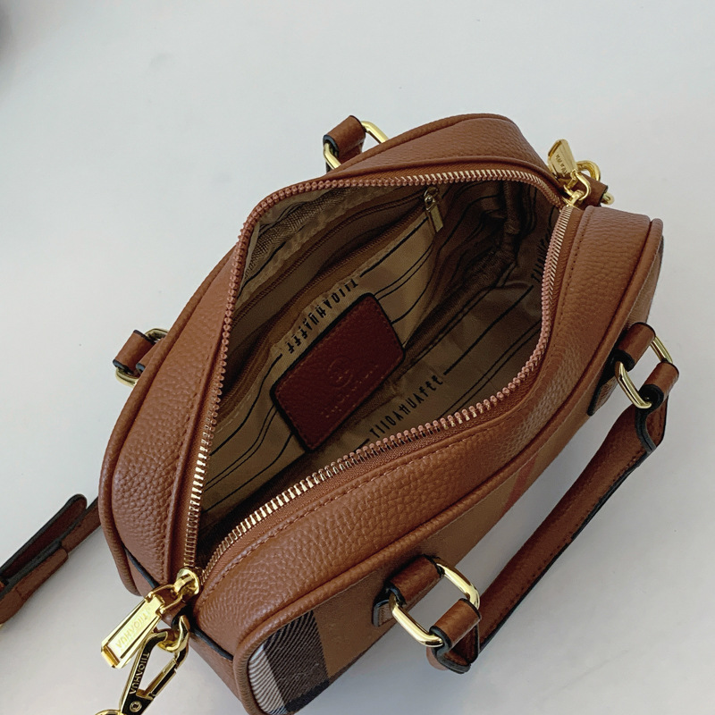 Exquisite Elegant Women New Commuter Checkered Boston Pillow Bag Versatile Casual Shoulder Crossbody Free Shipping