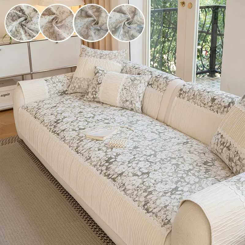 1PCRose sofa cushion splicing style all season universal French sofa cushion floral style anti slip living room sofa cushion C251028