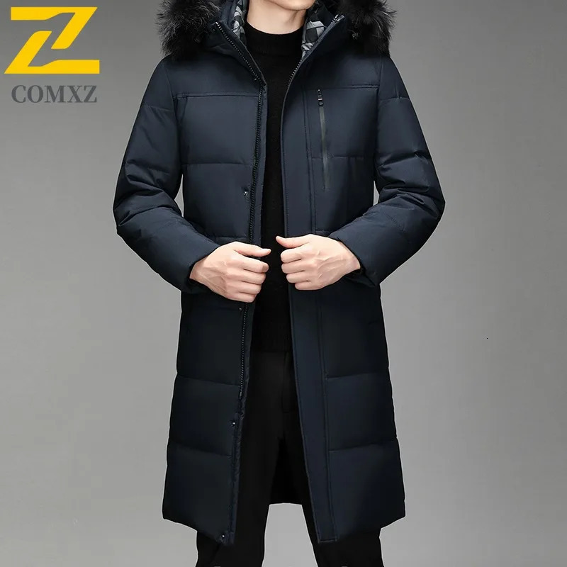 Maxbarley Winter Warm Puffer Coat Men Thick Fur Collar Hooded White Duck Down Padding Coat Snow Ski Long Down Jacket 251023