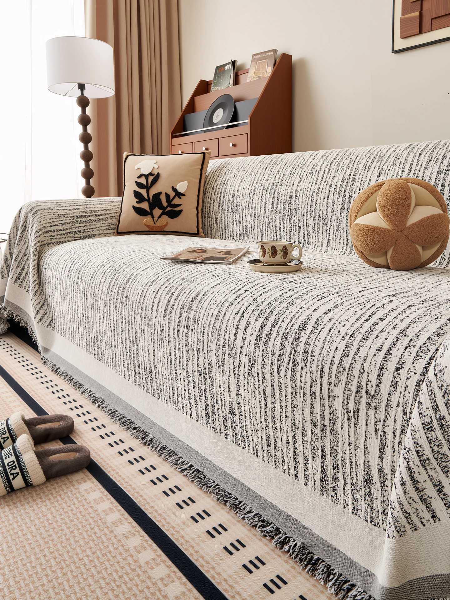 Sofa Cover LShaped Sofas Reversible All Season Chenille Stretchable Couch Slipcover Protector NonSlip Sofa Blanket Home Living C251028