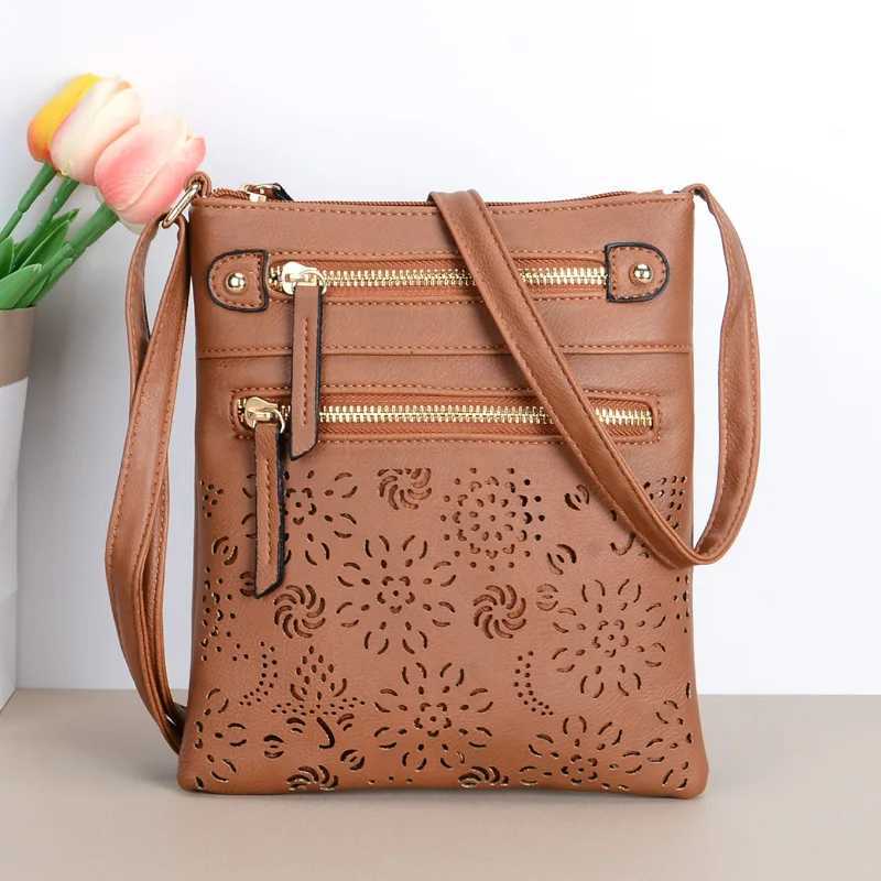 Hollow Out Flower Crossbody Bags For Women Vintage Casual PU Shoulder Bag Handbags For Daily Used GiftW251028