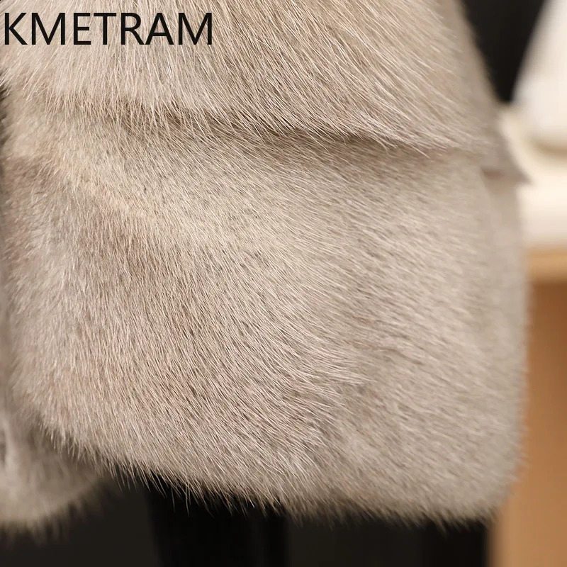 100 Mink Fur Jacket Woman Vneck Short Real Fur Coat Winter Women Clothing Furry Jackets 2025 Fox Fur Collar Fourrure 251027