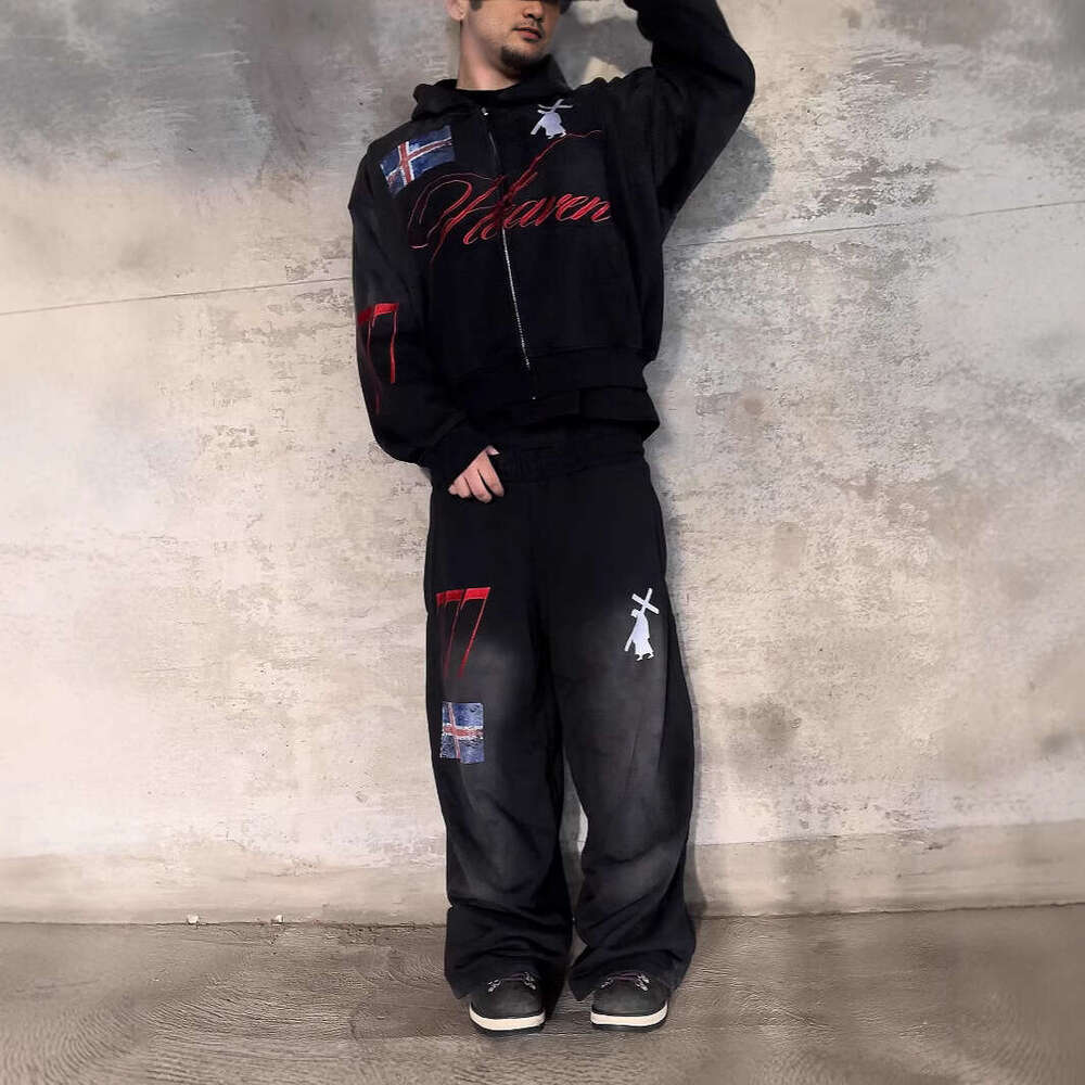 Cross Three Consecutive Numbers Number 7 National Flag Embroidery Print Pattern Spring Set