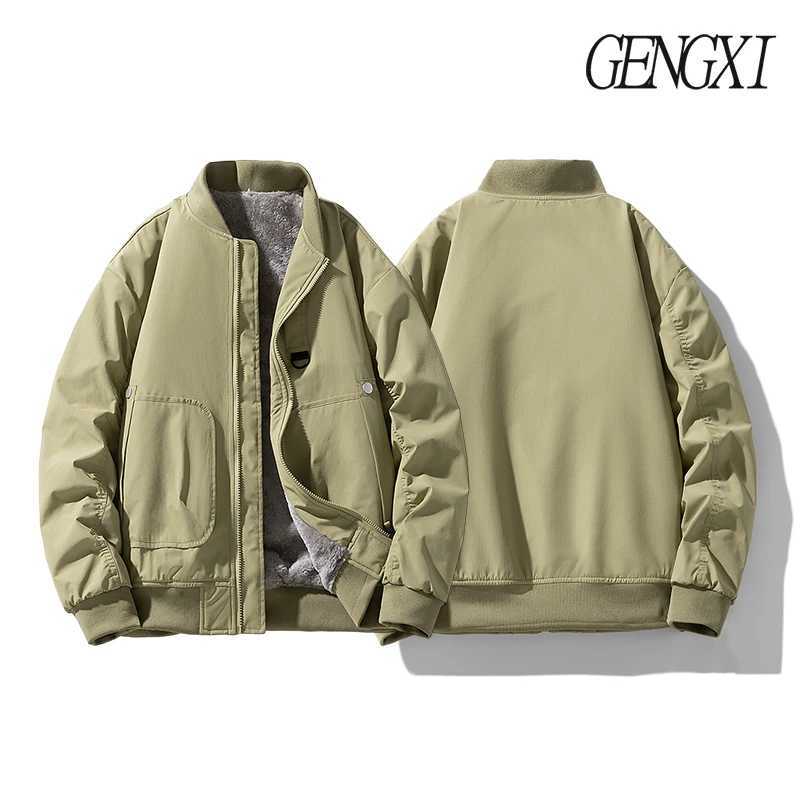 AmericanKorean Style Baseball Jacket AutumnWinter New Arrival FleeceLined Thickened Windproof Warm Baseball Collar Jacket J251028