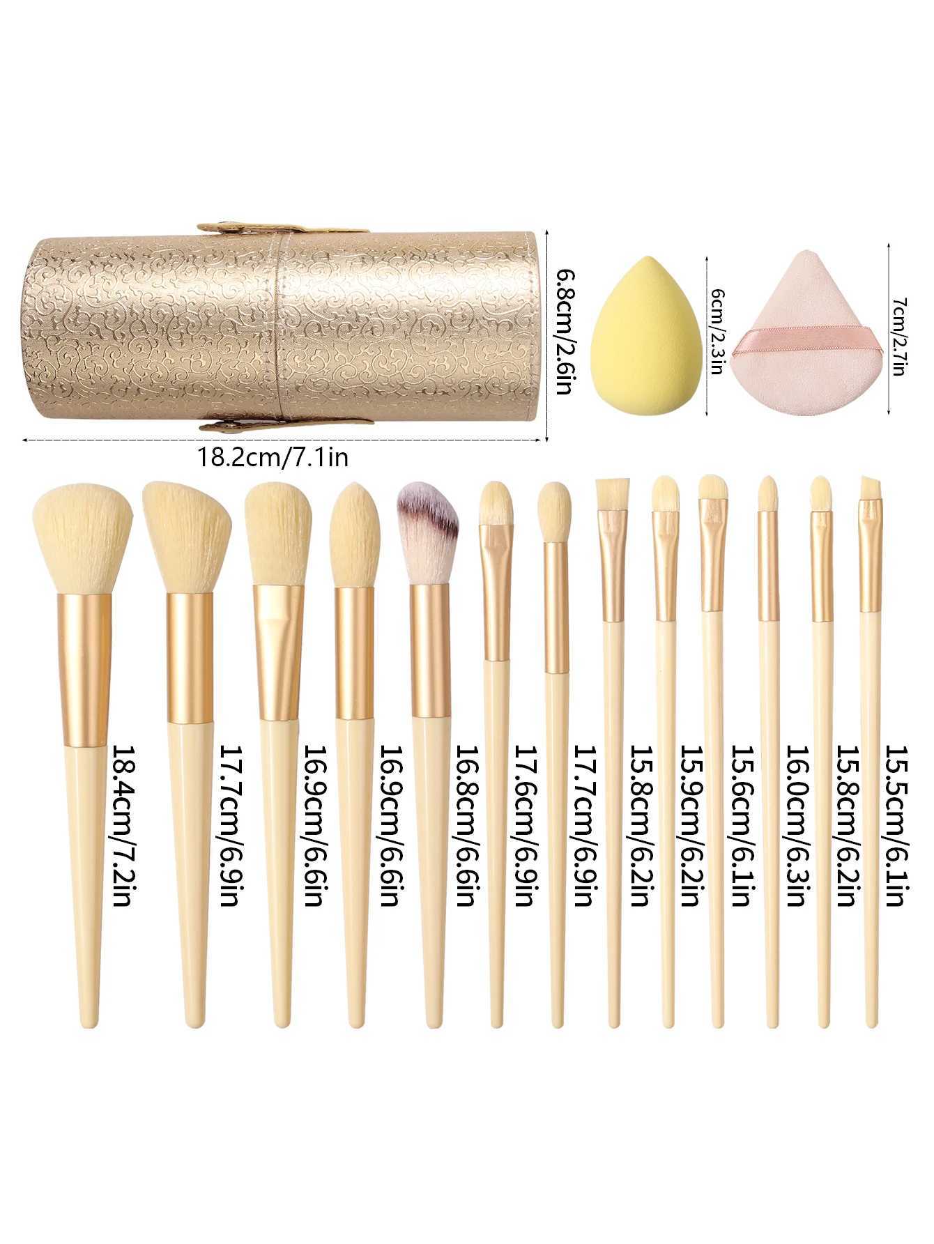 131320 Professional makeup brush setincluding 13 brushes3 makeup sponge eggs3 triangular powder puffs and 1 storage bucket J251117