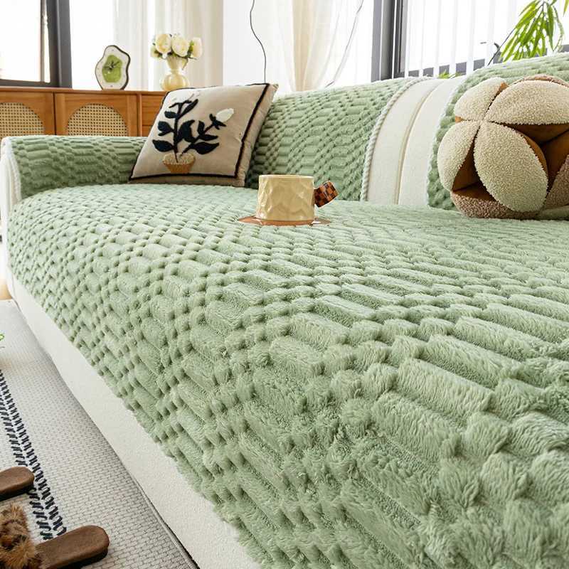 Thickened Faux Rabbit Fur Soft Sofa Cover Keep Warm AntiCat Scratching Sofa Protector Autumn and Winter Sectional Seat Cushion C251028