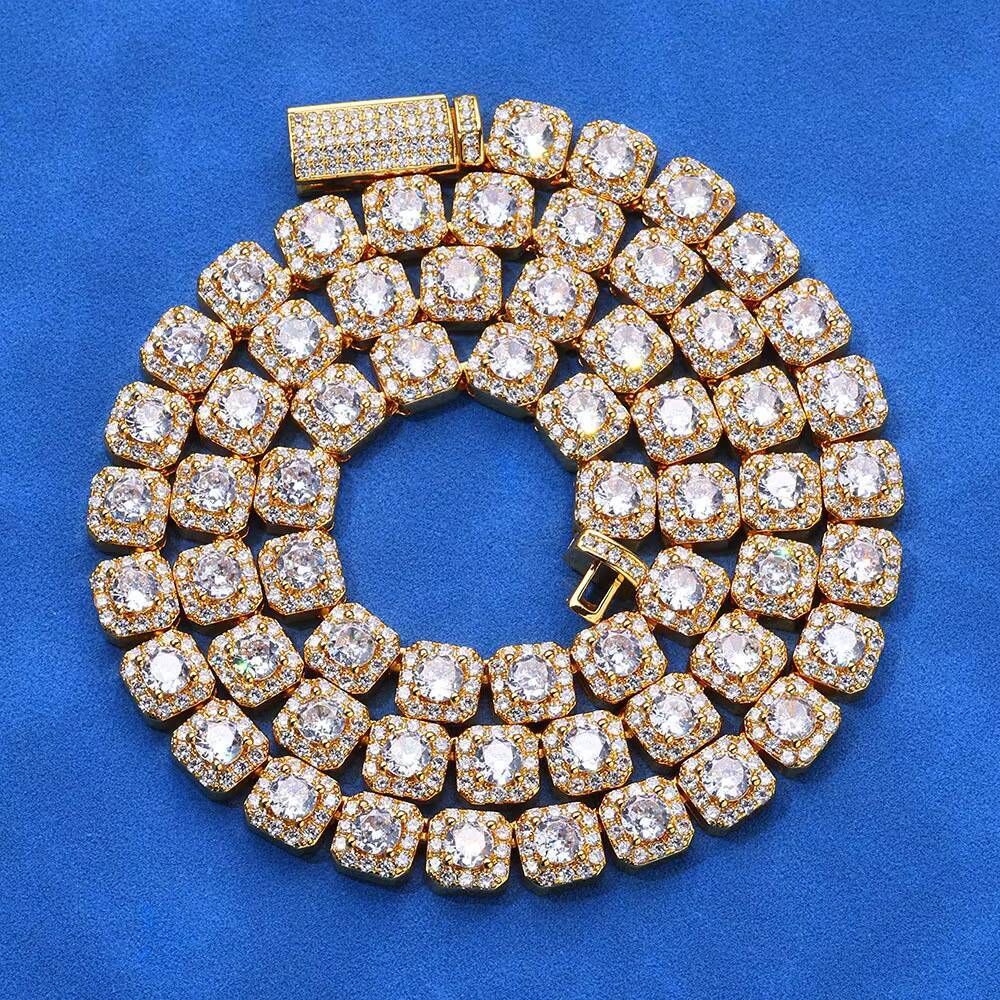 Gra Certified 7mm Moissanite Tennis Necklace in Yellow Gold 925 Sterling Silver Diamond Tennis Chain Hot Selling Jewelry