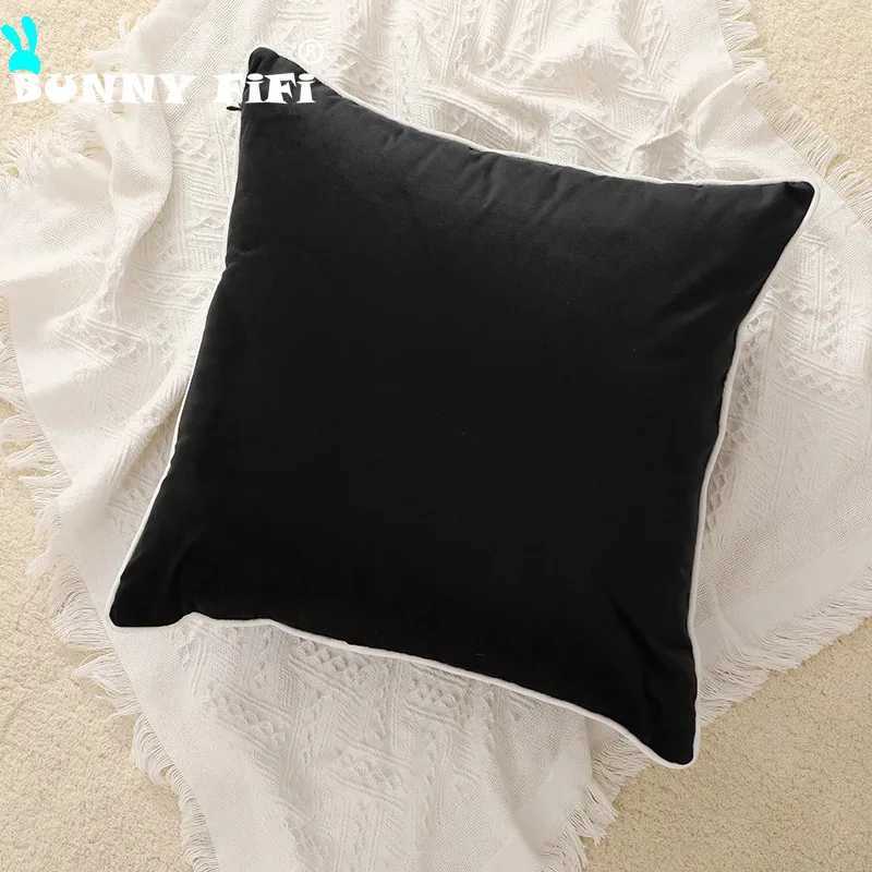 Pillow Case Velvet High Quty Black and White Hemming case Simple Nordic Style Cases 50x50 Modern Light Luxury Cushions Cover C251028