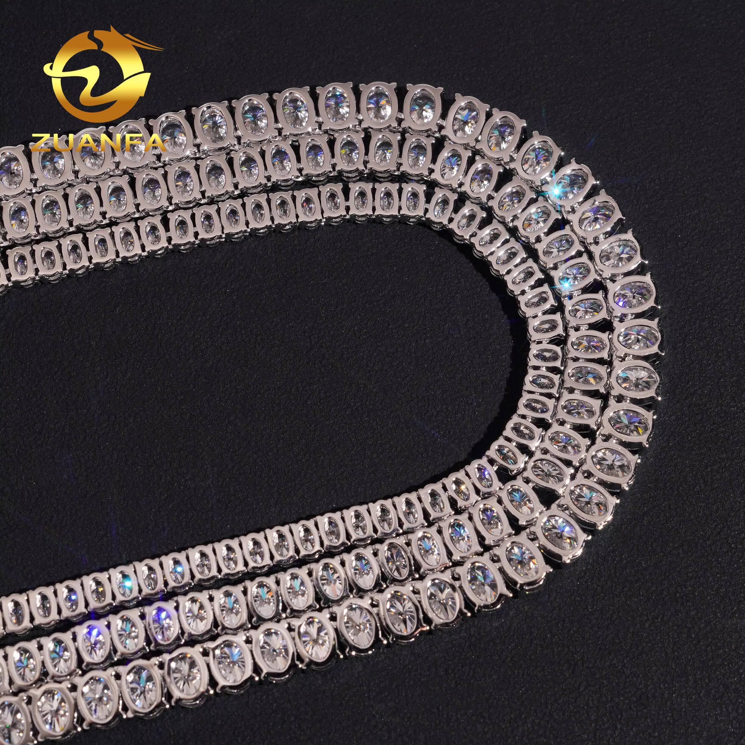 Pass Diamond Tetser Oval Cut 925 Silver Moissanite Diamond Tennis Necklace Fashion Jewelry for Men Women Iced Out Tennis Chain