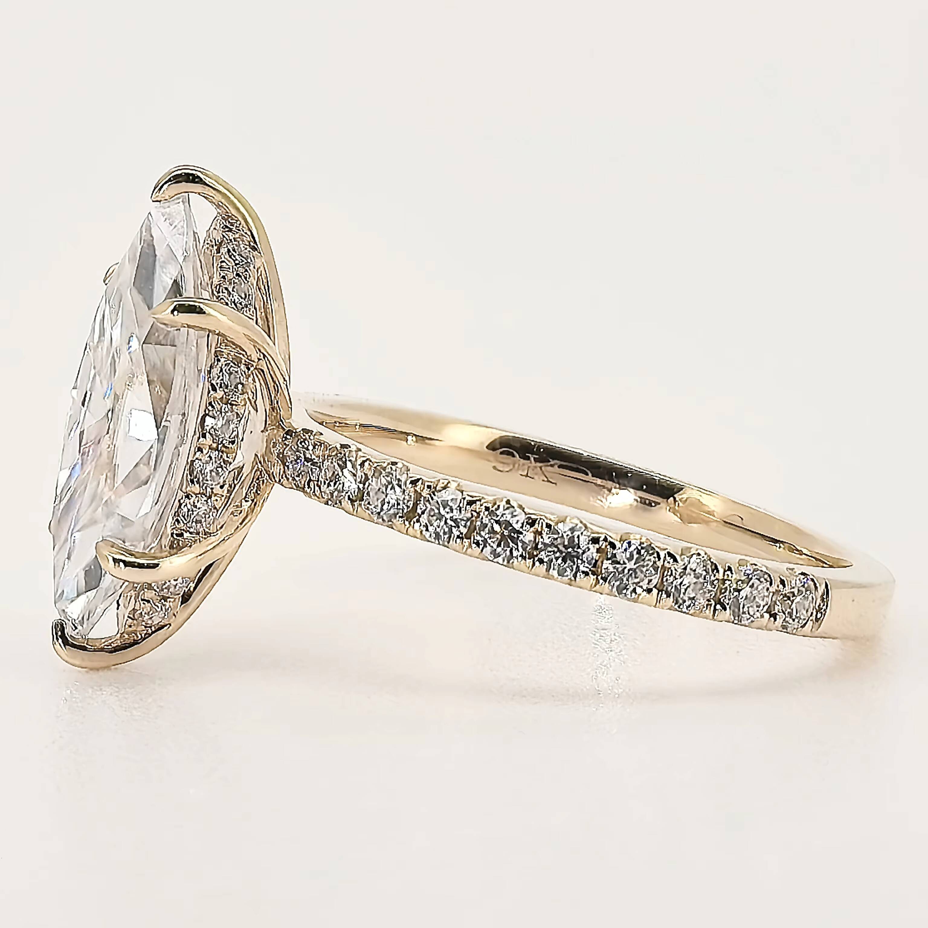 Customized Cvd Lab Grown Diamond Igi Certified Rings Solid Gold Engagement Ring Lab Grown Diamond Synthetic Diamond Ring