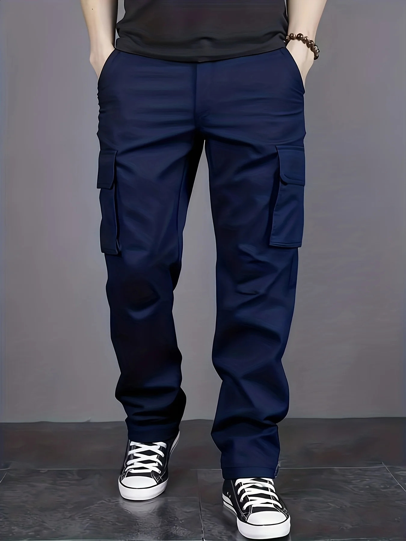 Mens casual multi pocket work pants with loose fit and drawstring waistband suitable for hikingfishingand outdoor exploration 251027