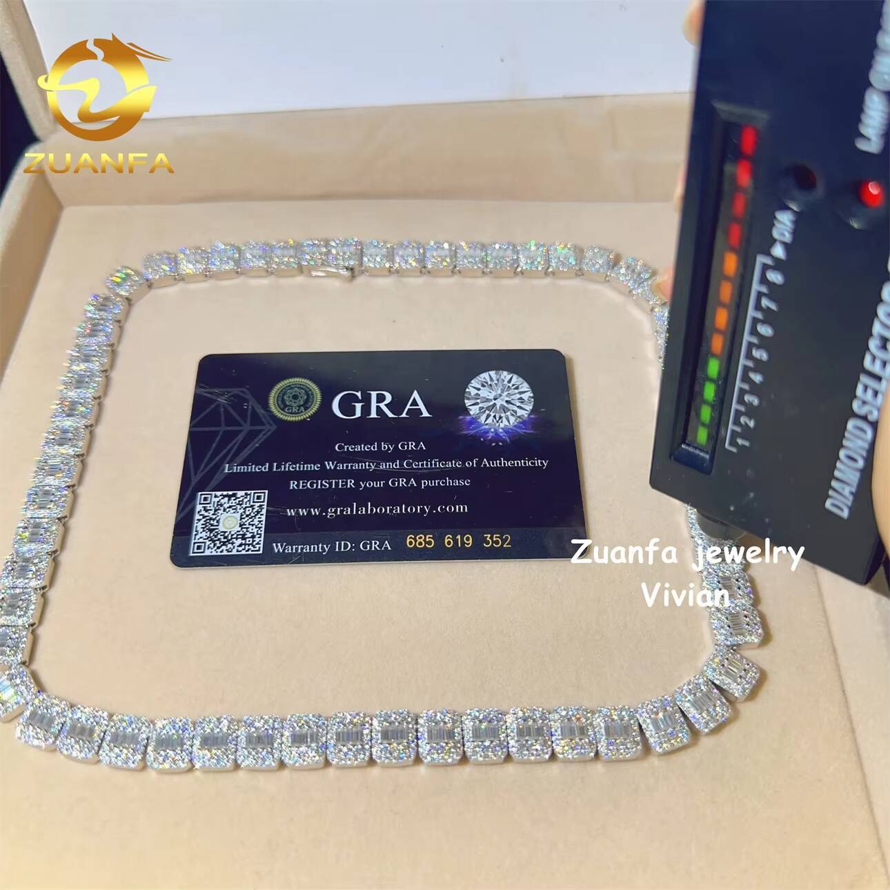 Sterling Silver 925 8mm VVS Moissanite Diamond Hip Hop Fine Jewelry Miami Cuban Link Chain Miossanite Iced Out Necklace