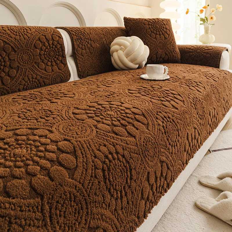 HighEnd Thickened Flower Jacquard Sofa Cover Solid Soft AntiSlip Cushion for Living Room Autumn and Winter Warm Sofa Towel C251028