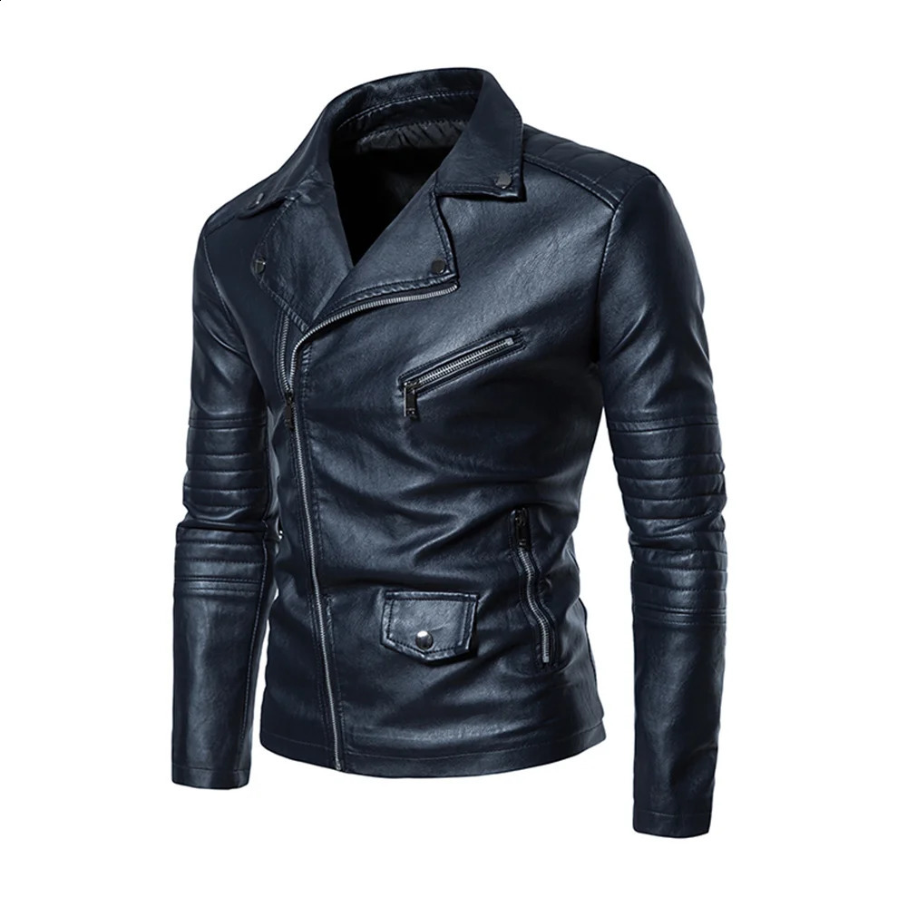 Mens leather jackets with zippers and lapels business casual mens motorcycle suits bomber 251015