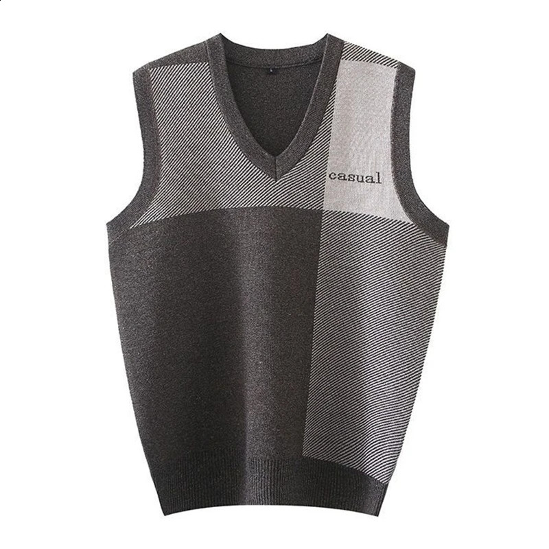 Mens Vest Knit Sweater Waistcoat Thin Spring and Autumn Casual Clothes Vneck Sleeveless 251016