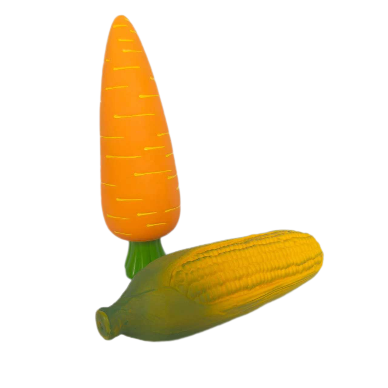 Latex Screaming Chewy Dog Toy Soft Natural Rubber Interactive Squeaky Carrot & Maize Shaped Dog Toys with Bright Colors for Large Dogs 2pcs/Pack