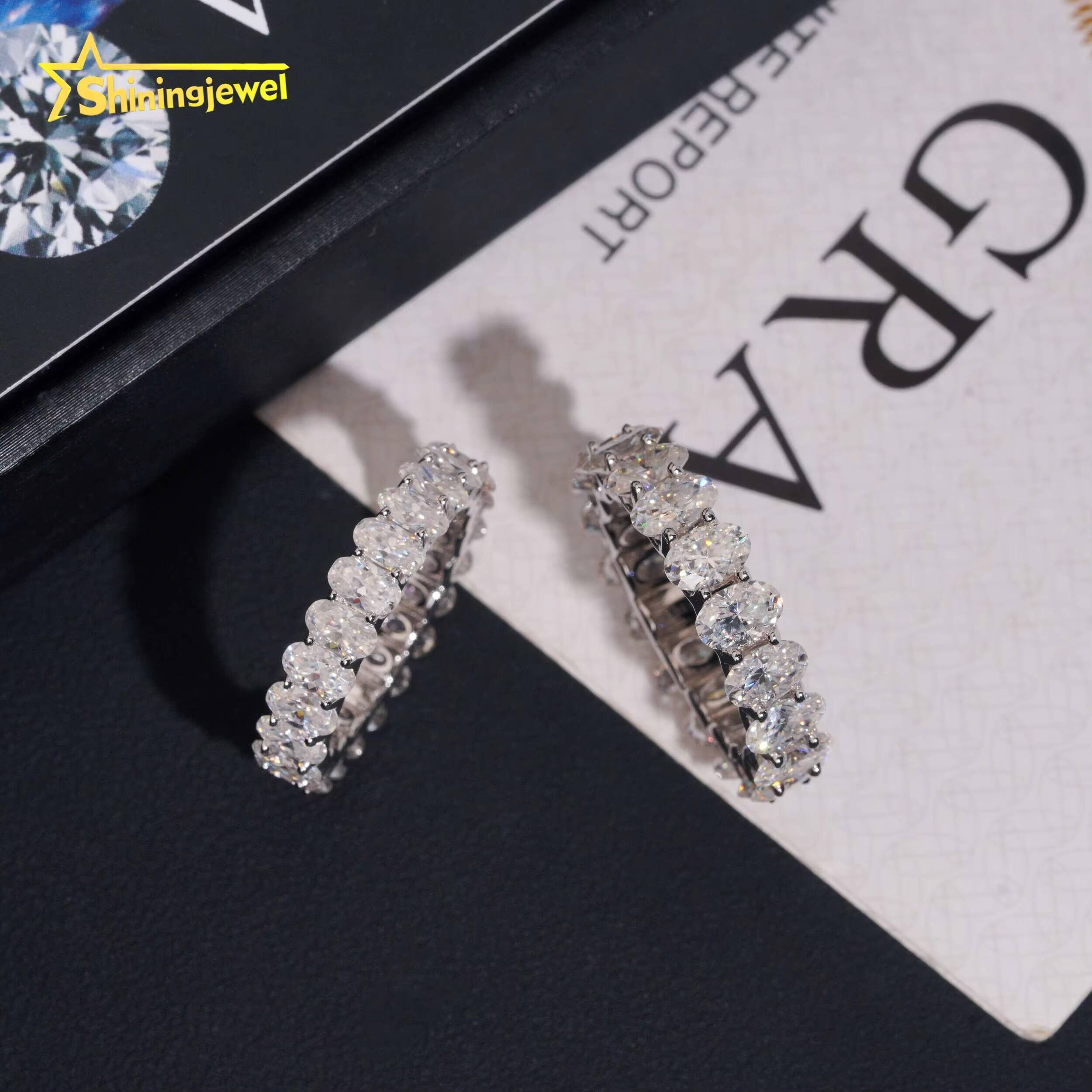 Luxury 925 Sterling Silver Full Oval 4x6 3x5 Moissanite Finger Ring Classic Wedding Engagement Fine Jewelry Gift for Women