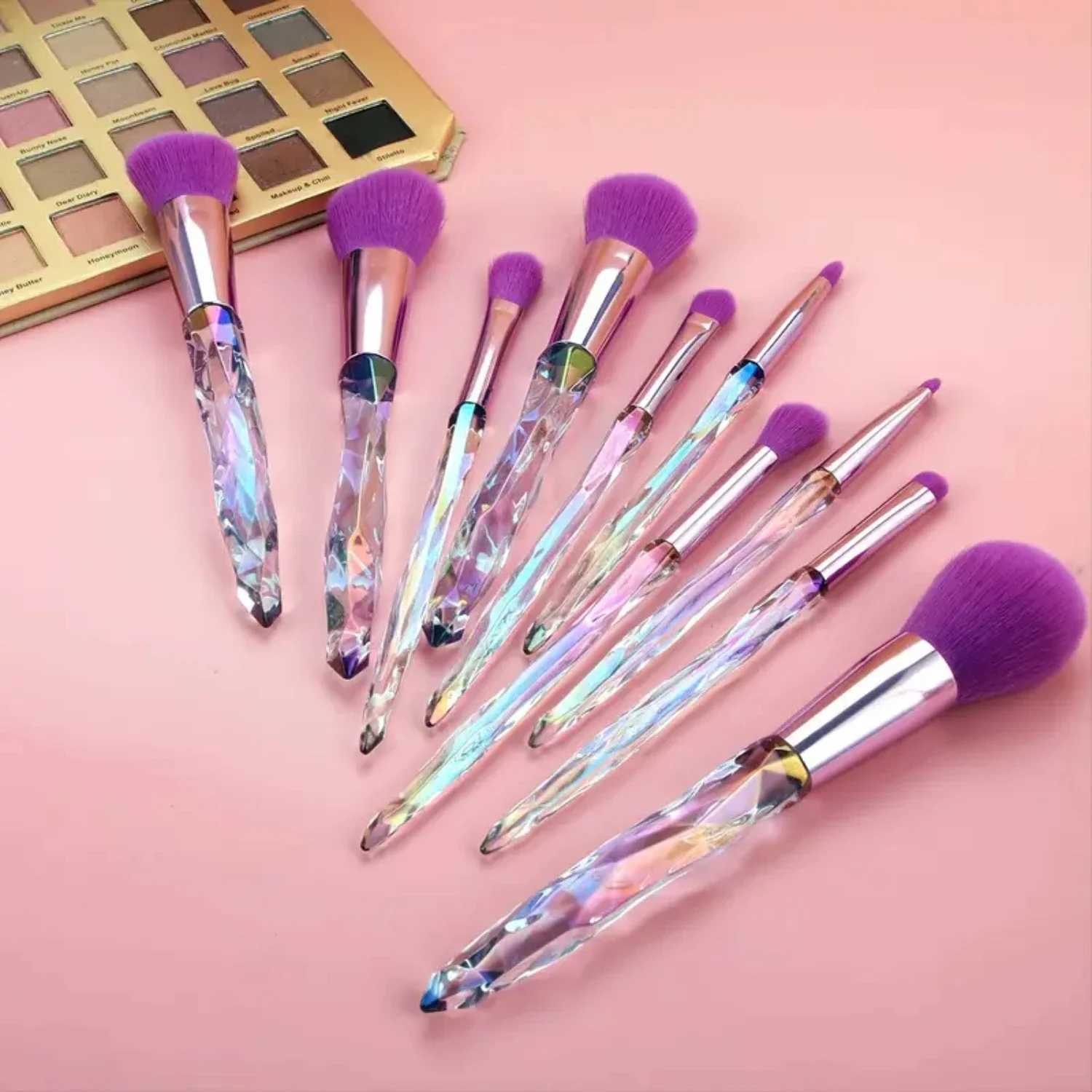 Soft and Luxurious Travel Beauty Tools Crystal Acrylic Handle Eye Makeup Brush Set with High Quality Eyeshadow Brushes Cosme J251117