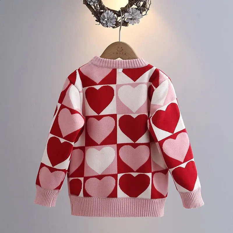 Girls Sweater Thickened AutumnWinter Fashionable Western Style Childrens Knitted Sweater Girls Top Sweet and Cute 251027