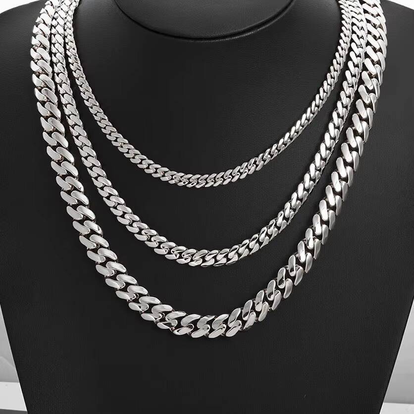 High Quality 925 Sterling Silver Cuban Link Chain Iced Out Moissanite Diamond Clasp Smooth Chain Necklace Gift for Women