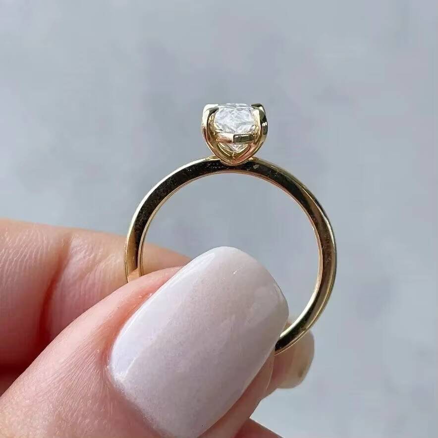 2CT 35CT 18k Pure Yellow Gold Solitaire Marquise Cut Moissanite Diamond Ring 18K Real Solid Gold Wedding Ring