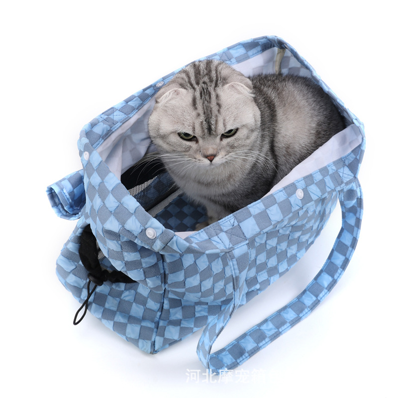 Designer Dog Carrier Bag, Adjustable Pet travel bag For Dogs And Cats - Durable, Breathable, Checkerboard pattern crossbody bag
