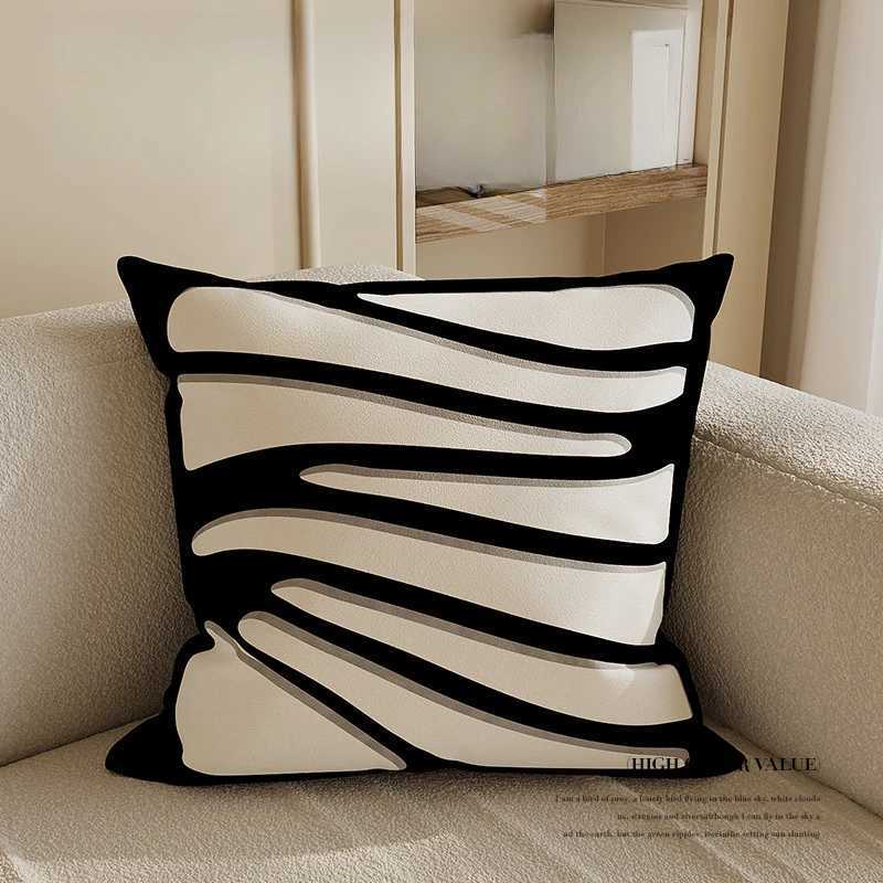 Pillow Case Light Luxury Senior Sense of Black and White Modern case Living Room Sofa Model Room Cushion Cover Waist Cover C251028