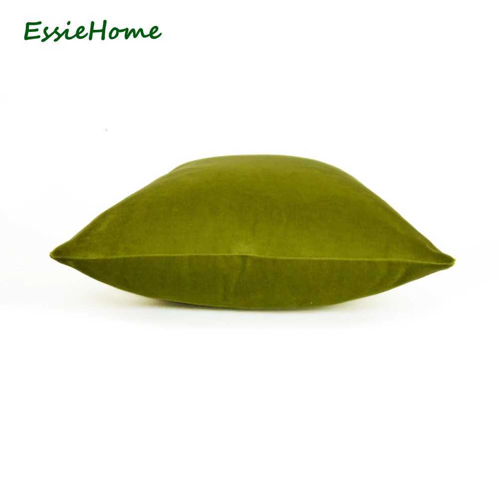 Pillow Case ESSIE HOME Luxury Olive Green Cotton Velvet Cushion Cover Case Lumbar Case C251028