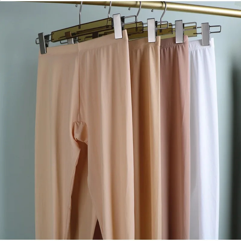 Seamless Ice Silky Long Sleeve Tshirt Legging Pants For Women Mid Waist Elastic Bottoming Trousers Ultra Thin Skinny Fitness 251027